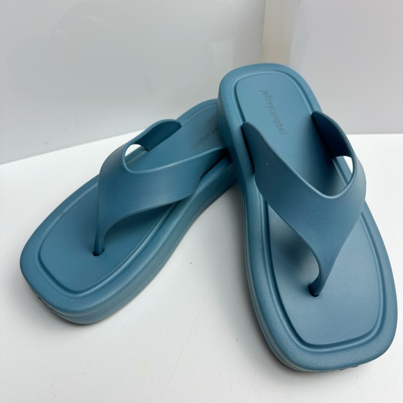 Jeffrey Campbell Anthropologie Darcie Platform Turquoise Blue Flip Flops Size 9 - Picture 8 of 11